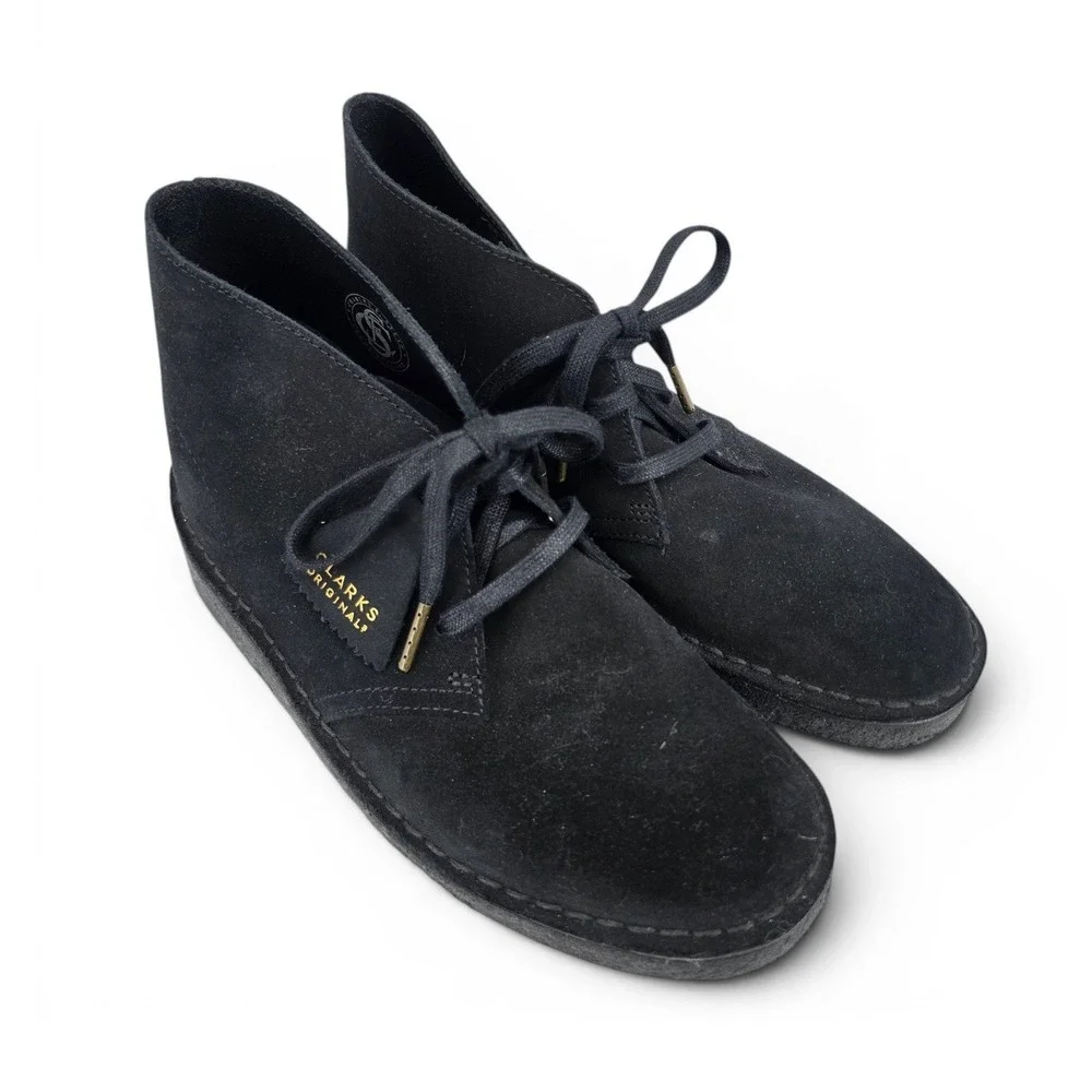 Clarks Originals Desert Coal Boot Black Suede Chukka Mens 8 Classic Crepe Casual